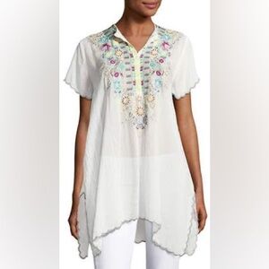 Johnny Was Livana Embroidered Short-Sleeve Tunic Women’s Plus Size 1X